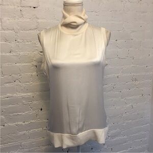 Elie Tahari sleeveless turtle neck sweater silk and merino ivory size m